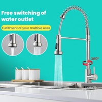 Robinet de cuisine à poser sur plan, tête rotative à 360°, deux modes de pulvérisation, bec flexible, douchette extractible, pour cuisine simple