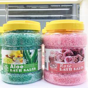 Sal de baño de SPA de limpieza profunda 3kg Sal marina de grano grueso infundida con aceite esencial de fragancia de leche de lavanda rosa y aloe - Product Image 1