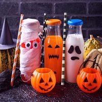 Pailles en papier biodégradables de luxe, sûres pour les aliments, avec motifs citrouille, toile d'araignée, chauve-souris et fleurs dorées, écologiques