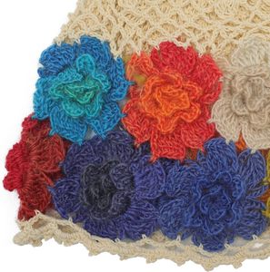 ZLYC Berretto da donna in cotone lavorato all'uncinetto, fatto a mano, con motivo floreale intagliato e bottone |   Leggero e Traspirante Boho China Caf - Product Image 6