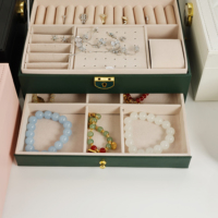 Boîte à bijoux personnalisée grande, 2 couches, avec serrure, pour emballage de colliers, plateau de luxe personnalisé pour bagues, support pour boucles d'oreilles