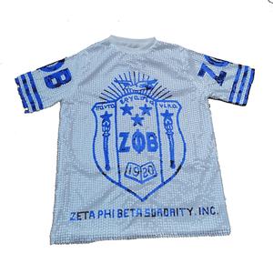 时尚希腊闪亮嘻哈联谊会珠光蓝色运动衫泽塔披贝塔顶级亮片t恤外套泽塔亮片运动衫 - Product Image 2