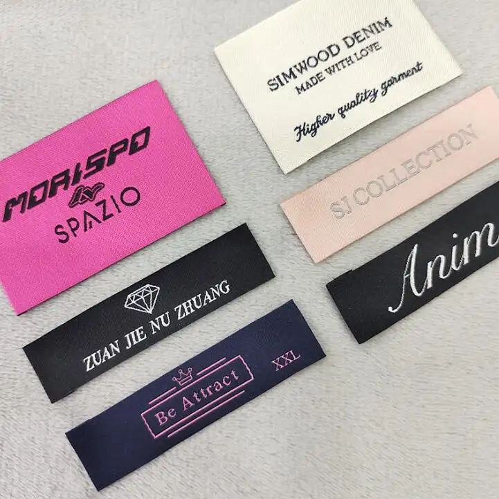 Yüksek kalite dokuma hem etiketi tam renkli yarım kat profesyonel özelleştirilmiş dokuma hem etiketleri