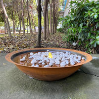 Fontaine d'eau en forme de sphère ronde rouilleuse de 31 pouces pour l'extérieur avec éclairage LED, en acier corten, design moderne Feng Shui pour jardin