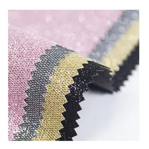 High Quality Unwoven Backing PVC Full Grain Artificial Faux Cloth Chunky Glitter Cloth Synthetic Leather Fabric Supplies