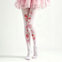 Nouvelles collants imprimés fraises et café, taille moyenne et grande, style Lolita doux, quatre motifs imprimés