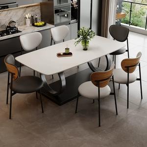 Table à manger rectangulaire de style italien avec plateau en pierre frittée blanche mate et base en métal unique pour le mobilier de salle à manger. - Product Image 6