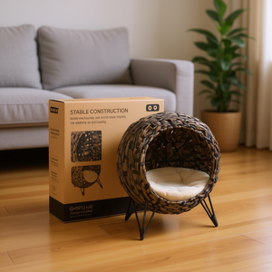 Cama redonda para gatos de piel sintética, cómoda cama para mascotas de interior, estilo moderno, extraíble y lavable. - Product Image 2