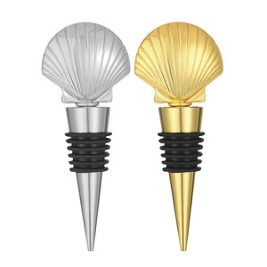 Seashell Shape <b>Wine</b> Stopper Alloy Metal With Rubber Seal For Bottle Sealing Party Gift - Product Image 1