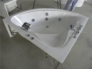 Bañera de pie esquinera con faldón aislado, bañera de Spa con chorro, doble bañera de remojo profundo - Product Image 5