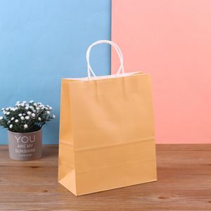 Wholesale Full Logo Printed Shopping Bag Handle Brown and White Kraft Paper Bags With Customized Brand - Product Image 5