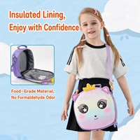 Tas Makan Siang Anak Custom Grosir, Desain Hewan Kartun 3D Kucing Unicorn Dinosaurus, Wadah Makanan Termal Oxford EVA, OEM
