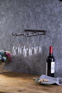 Support mural en acier inoxydable pour <span class=keywords><strong>verres</strong></span> <span class=keywords><strong>à</strong></span> vin, porte-<span class=keywords><strong>verres</strong></span> en fer noir pour bar, cuisine, rangement suspendu sous armoire - Product Image 6