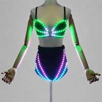 Costume de lapin LED avec éclairage RGB, ensemble soutien-gorge et culotte lumineux, masque de lapin inclus, pour danseuses Gogo, boîtes de nuit, bars, scènes et spectacles.