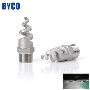 BYCO-boquilla de cono espiral de agua de alta calidad, boquillas de pulverización de hélice de acero inoxidable 316SS, marino