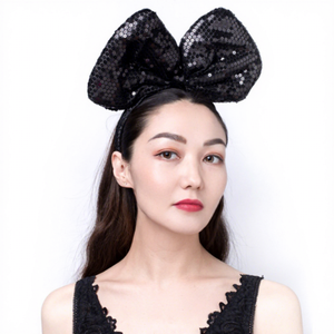 Adult Halloween <strong>Hen</strong> <strong>Party</strong> Accessories Decoration Hair Hoop Big Large Sequin Bow <strong>Headband</strong> for Women - Product Image 1