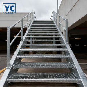 공장 공급 야외용 강철 계단 디딤판 아연 도금 금속 격자 강철 계단 산업용 사다리 - Product Image 4