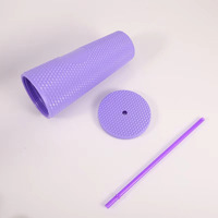 Gobelet de voyage ZB en plastique mat texturé de 750 ml (25 oz) avec couvercle et paille, double paroi, sans BPA, pour boissons glacées – Vente en gros