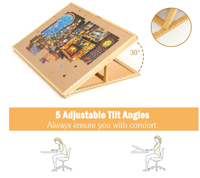 Planche de puzzle en bois 1500 pièces inclinable FSC, planche de puzzle réglable avec chevalet/support intégré, table de puzzle portable