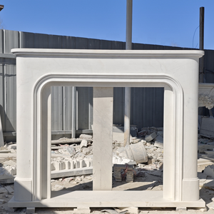 <span class=keywords><strong>Cheminée</strong></span> en marbre autoportante sur mesure avec design traditionnel sculpté à la main pour usage intérieur en hôtel, cheminées en pierre - Product Image 2