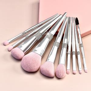 Ensemble de 11 pinceaux de maquillage de luxe en argent métallisé rose, incrustés de diamants, poils synthétiques doux de qualité supérieure, pinceaux cosmétiques pour le <span class=keywords><strong>visage</strong></span>, vente en gros - Product Image 5