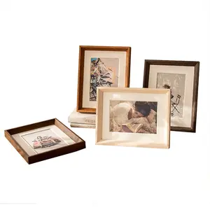 Simple Solid Wood Frame Retro Wood Grain Direction Picture Frame Oil Painting Wooden Photo Commemorative Frame