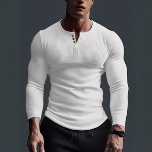 2025 Fábrica al por mayor Estilo Europeo Americano Fitness Relajación Color sólido Diseño de punto suelto Cuello en V de moda para hombres - Product Image 3