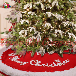 Zaves 38 pouces motif moderne artisanat arbre de noël jupe rouge blanc marron couleur avec joyeux noël <span class=keywords><strong>lettre</strong></span> usine en gros - Product Image 2
