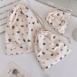 Juego de 3 Bolsas de Almacenamiento con Cordón de Dibujos Animados, Bolsa de Cosméticos con Estampado de Conejo, Bolsa Portátil para Lápiz Labial para Estudiantes y Niñas, Venta al por Mayor - Product Image 4