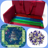 Mesa de Mahjong Americana Automática de Lujo Moderna, de Acrílico, Goma y Cuero, para 4 Jugadores, 160 Fichas, Plegable, con Bolsa y Tapete, para la Familia