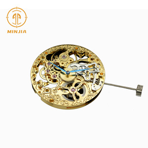 <span class=keywords><strong>Montre</strong></span> de poche mécanique à logo personnalisé, mouvement squelette gravé or, avec roue d'équilibrage visible - Product Image 3