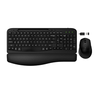 Set Keyboard Mouse Nirkabel 2.4G Ergonomis dengan Baterai Isi Ulang, 104 Tombol, 1600 DPI, Tombol Fungsi Multimedia, Tombol Gelombang, dan Alas Kulit