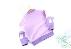 100% algodón púrpura amarillo moda niños niñas tejido suéter abrigo ropa cárdigan en stock - Product Image 4