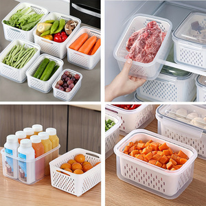 Juego de 3 Recipientes para Guardar Frutas en el Refrigerador, Recipientes para Productos Frescos con Colador Extraíble, Tazón para Lavar Frutas con Escurridor - Product Image 4