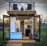 Conteneur modulaire élégant pré-assemblée pour maison, avec pont de toit, avec ouverture à l'arrière, en bois