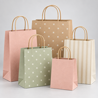 Sac en papier kraft rose floral ECO avec poignée en corde, logo personnalisé pour l'emballage de vente au détail en boutique