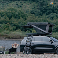ADA OVERLAND Tienda de Campaña para Techo de Auto Tipo Z con Carcasa de ABS de Gran Espacio de 130/155 cm, Ligera, con Colchón Inflable
