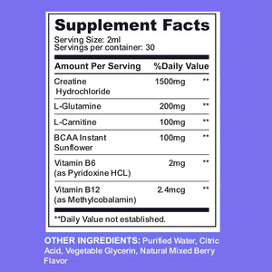 Gotas líquidas de creatina HCL, 1500mg, vitamina mixta B6 B12, sabor a bayas, suplementos de Salud Deportiva para soporte muscular para adultos - Product Image 2