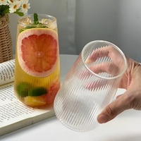 BAMBUS Tasse en verre borosilicate minimaliste moderne sans poignée ni couvercle, extérieur uni lisse, résistant aux hautes températures