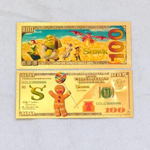 Billet de banque plaqué or <span class=keywords><strong>Shrek</strong></span>, monstre, feuille d'or, pièce commémorative, objet de collection, souvenir - Product Image 4