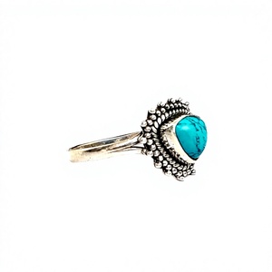 Sterling Silver 925 - 6 mm Triangle <b>Turquoise</b> <b>Ring</b> - Product Image 4