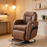 Fauteuil de Barbier Électrique de Luxe Réglable et Pivotant pour Salon de Coiffure, Chaise de Lavage Hydraulique Inclinable