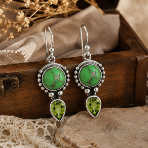 Orecchini Pendenti Vintage Verde-Blu per Donna, Gioielli Eleganti e alla Moda - Product Image 3