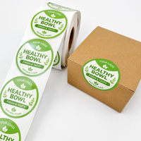 Etiquetas Adhesivas para Alimentos con Logotipo de Marca Comercial, Etiquetas Redondas de Vinilo Impermeables para Sellado de Embalaje, Rollo de Etiquetas Personalizadas