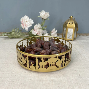 3pcs Ramadan Decor Gold Metal Food Trays Table Ornament Eid Mubarak Islamic Muslim <b>Festival</b> Party Decoration Supplies 2025 <b>Gift</b> - Product Image 4