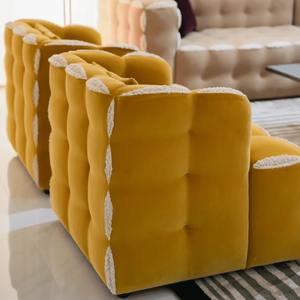 أريكة مودولار فاخرة بتصميم إيطالي على الطراز الاسكندنافي لغرفة المعيشة، بلون كريمي للفيلات والفنادق، أريكة مقطعية كبيرة ومريحة - Product Image 1