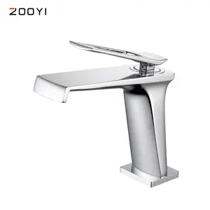 Zooyi Hot Koop Messing Badkamer Chrome Basin Waterval Wassen Bad Mixers Kranen Wastafel Kranen Voor Badkamer