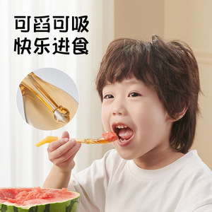 Juego de tenedor y cuchara Tritan para bebé, utensilios de autoalimentación con mango largo para niños de 1 a 2 años, Material plástico seguro - Product Image 4