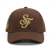 Gorra Snapback Estructurada de 6 Paneles con Visera Curva, Diseño de Logotipo Bordado Personalizado, Sarga de Algodón Marrón, Forro Verde