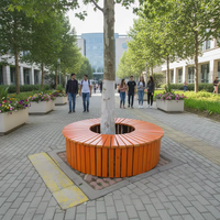 Banc d'extérieur en bois massif toutes saisons de qualité supérieure avec diamètre personnalisable pour centres commerciaux et aménagement paysager - Vente en gros